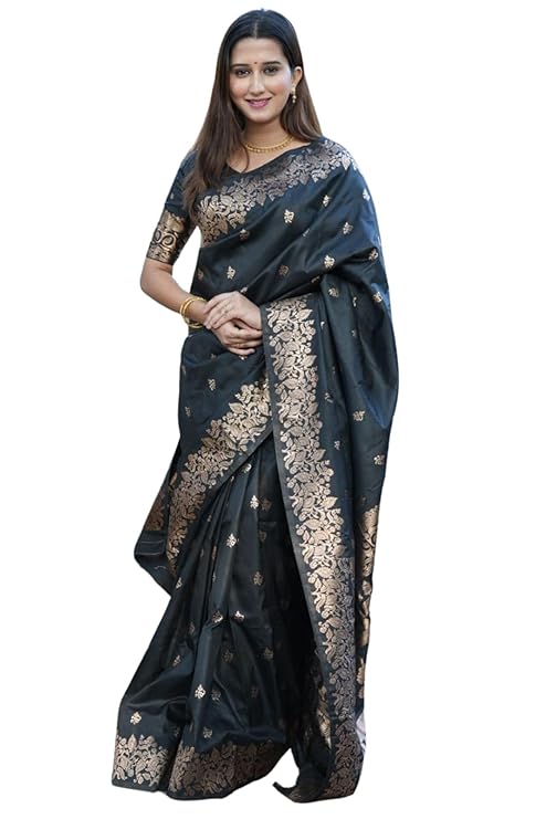 Kanjivaram Pure Soft Silk Saree Black