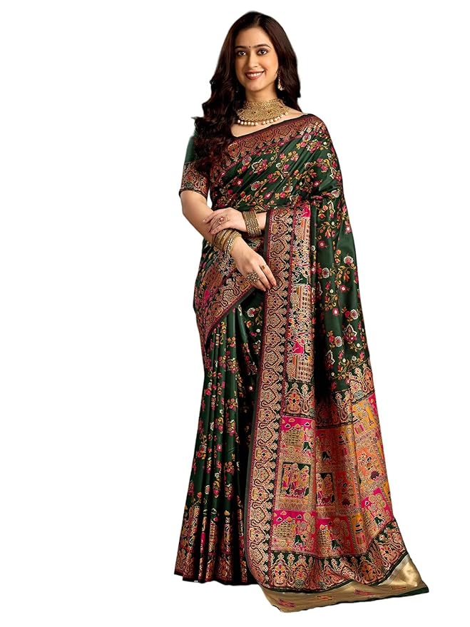 Rani Pink Banarasi Saree with Blouse