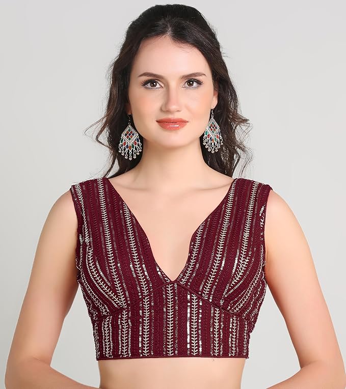 Sweetheart Neck Blouse Sleeveless Maroon