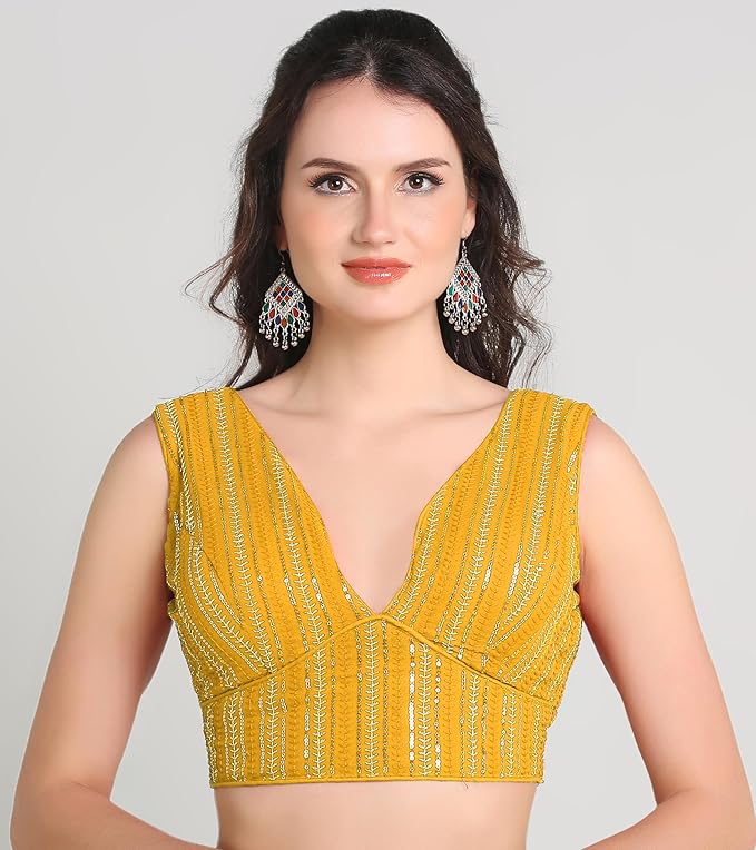 Sweetheart Neck Blouse Sleeveless Yellow
