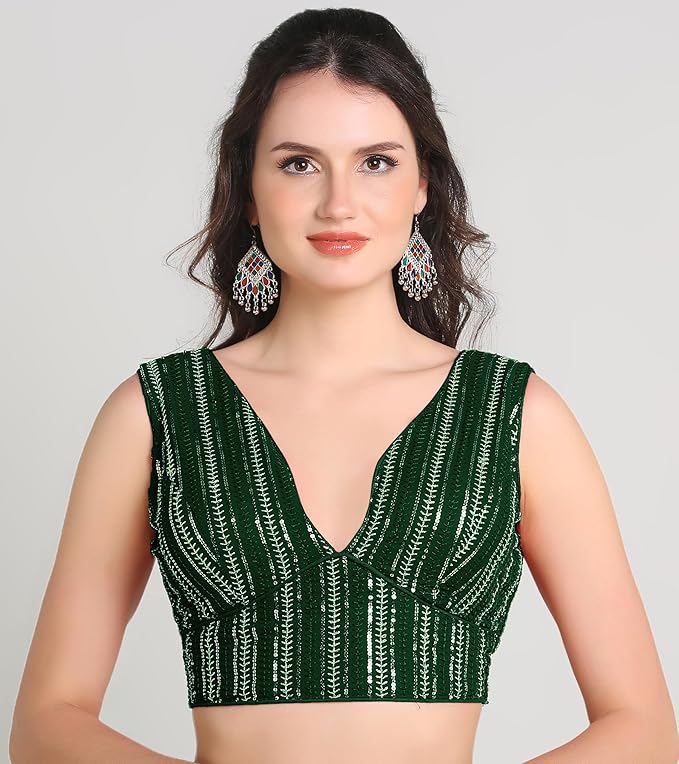 Sweetheart Neck Blouse Sleeveless Green