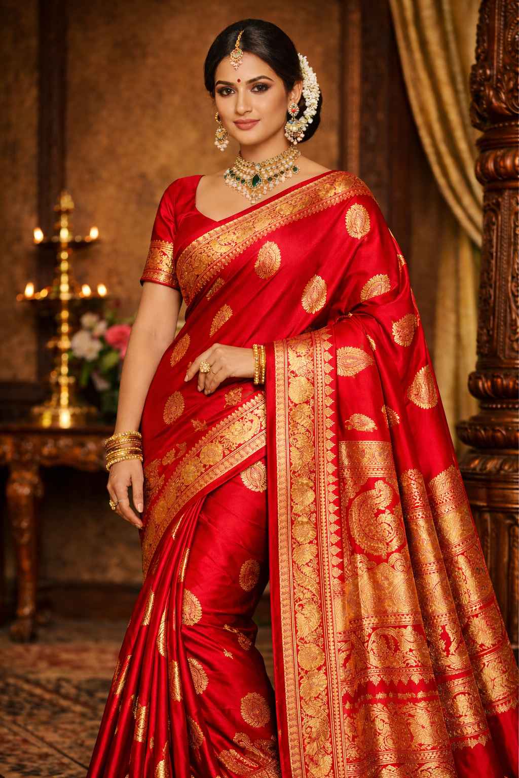 Crimson Red Premium Silk Saree