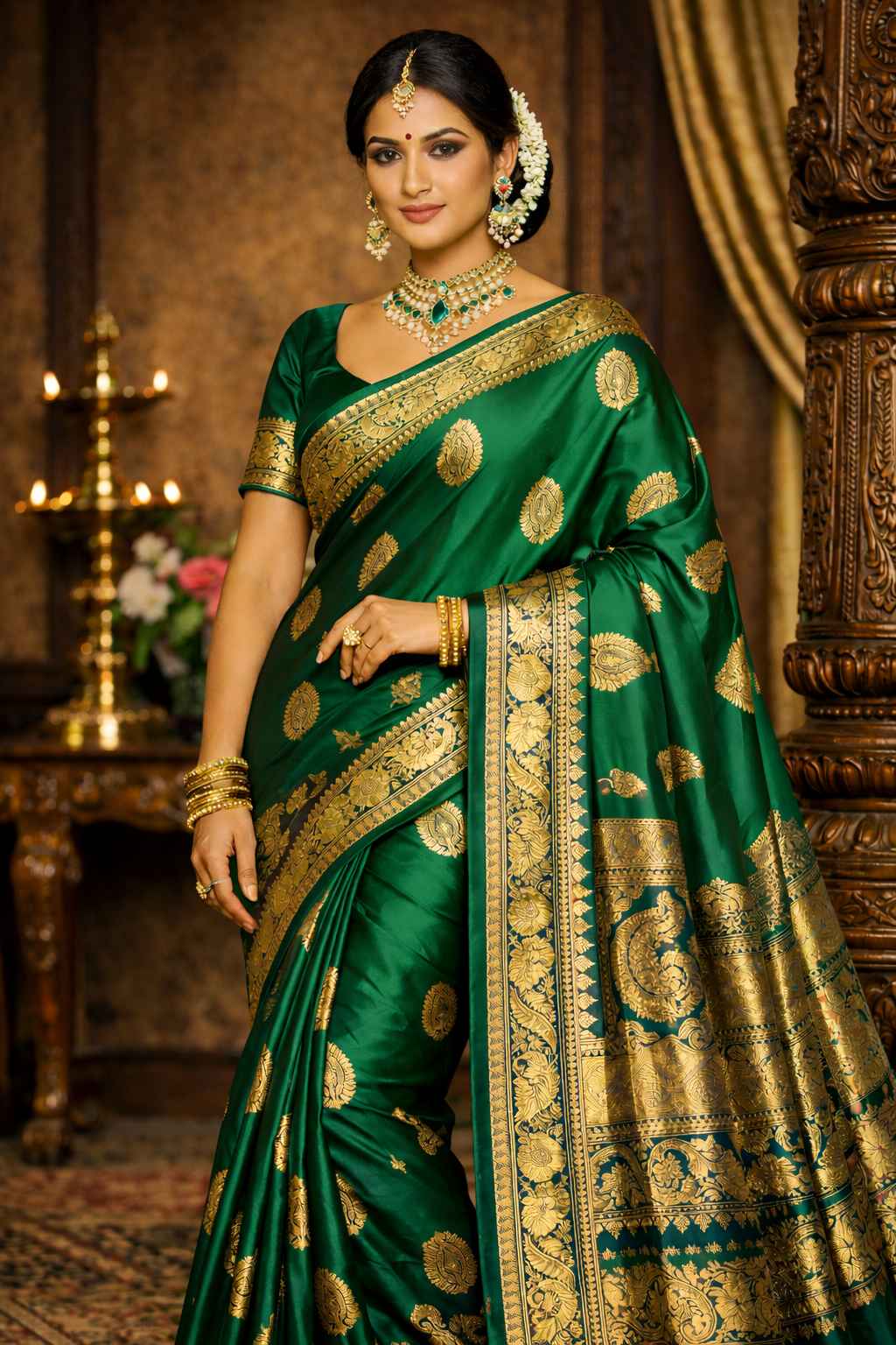 Emerald Green Premium Silk Saree