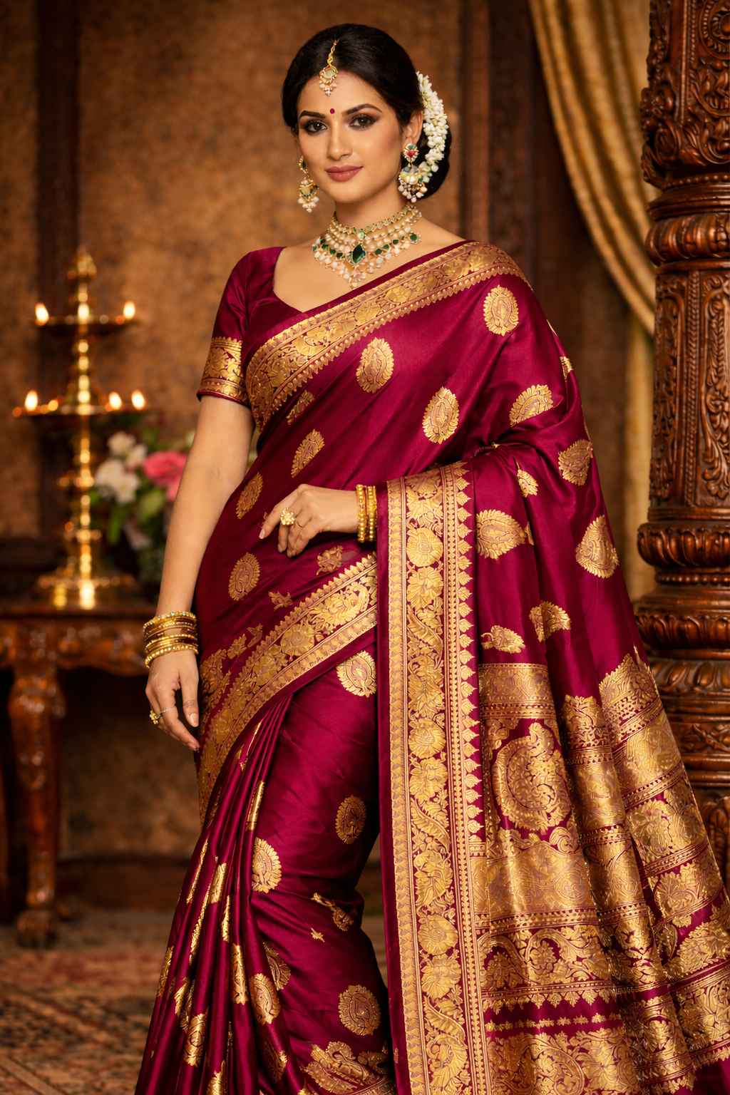 Wine Maroon Premium Silk Saree